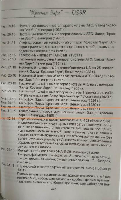 Описание аппарата милицейской связи в фундаментальном справочнике Ю.В. Красика «Телефоны» Изображение